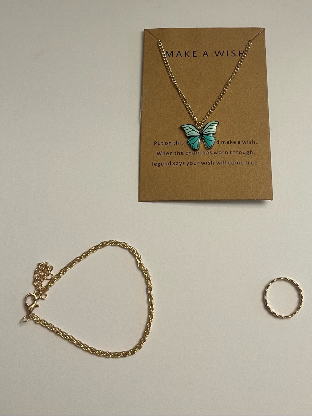 Turquoise Butterfly Pendant Necklace - Gold Chain